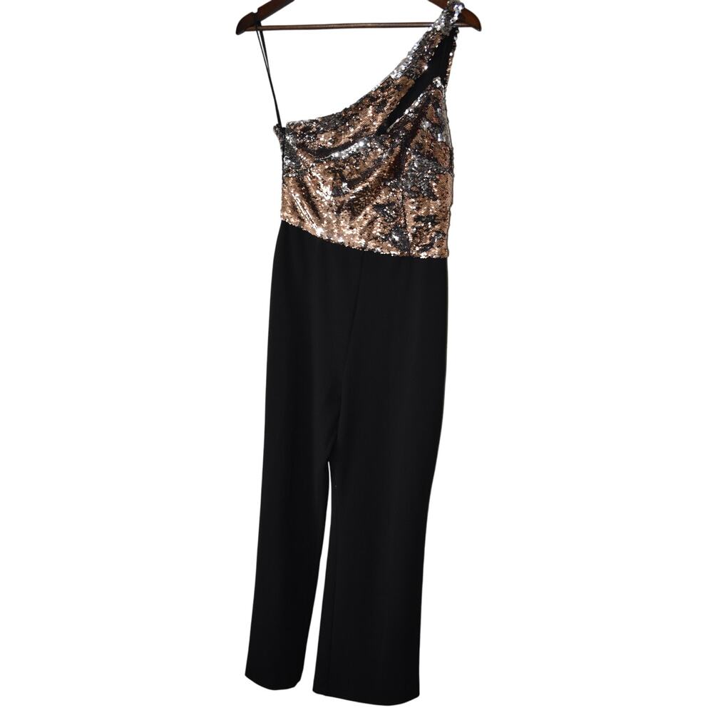 Alexia Admor 1 Shoulder Reversible Sequin Jumpsuit Size 4 - Picture 2 of 6